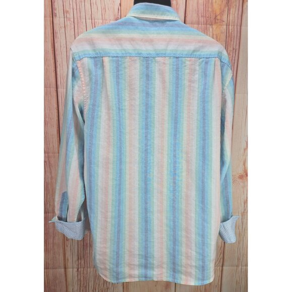 Tommy Bahama Mens Linen Striped Long Sleeve Shirt Large - Picture 2 of 7